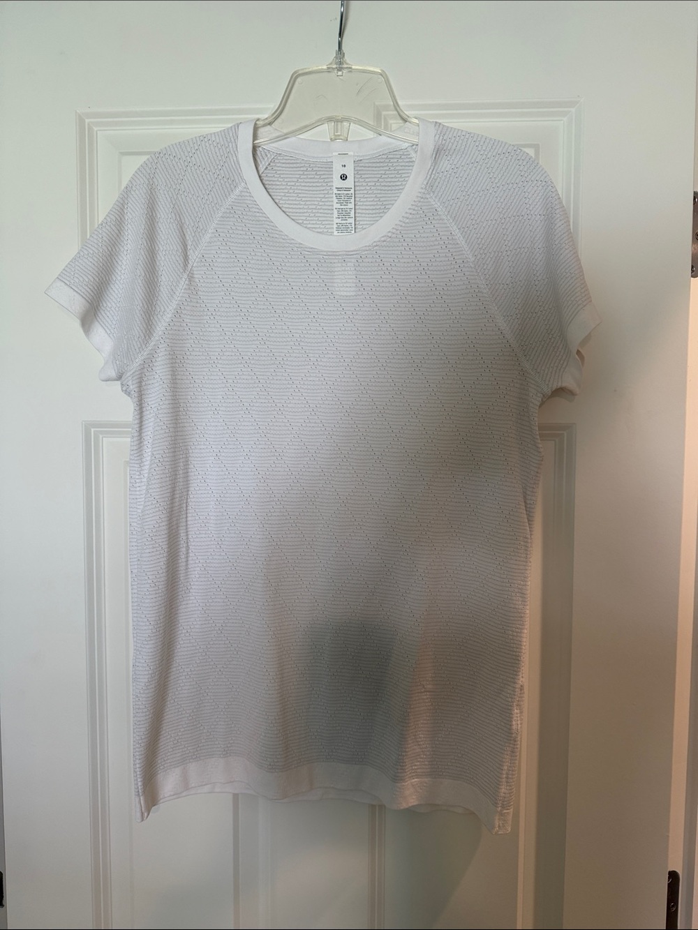 lululemon athletica White Pointelle Short-Sleeve Knit Tee - 10